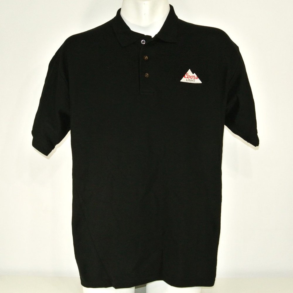 COORS LIGHT Beer Employee Uniform Polo Shirt Black NEW Size XL